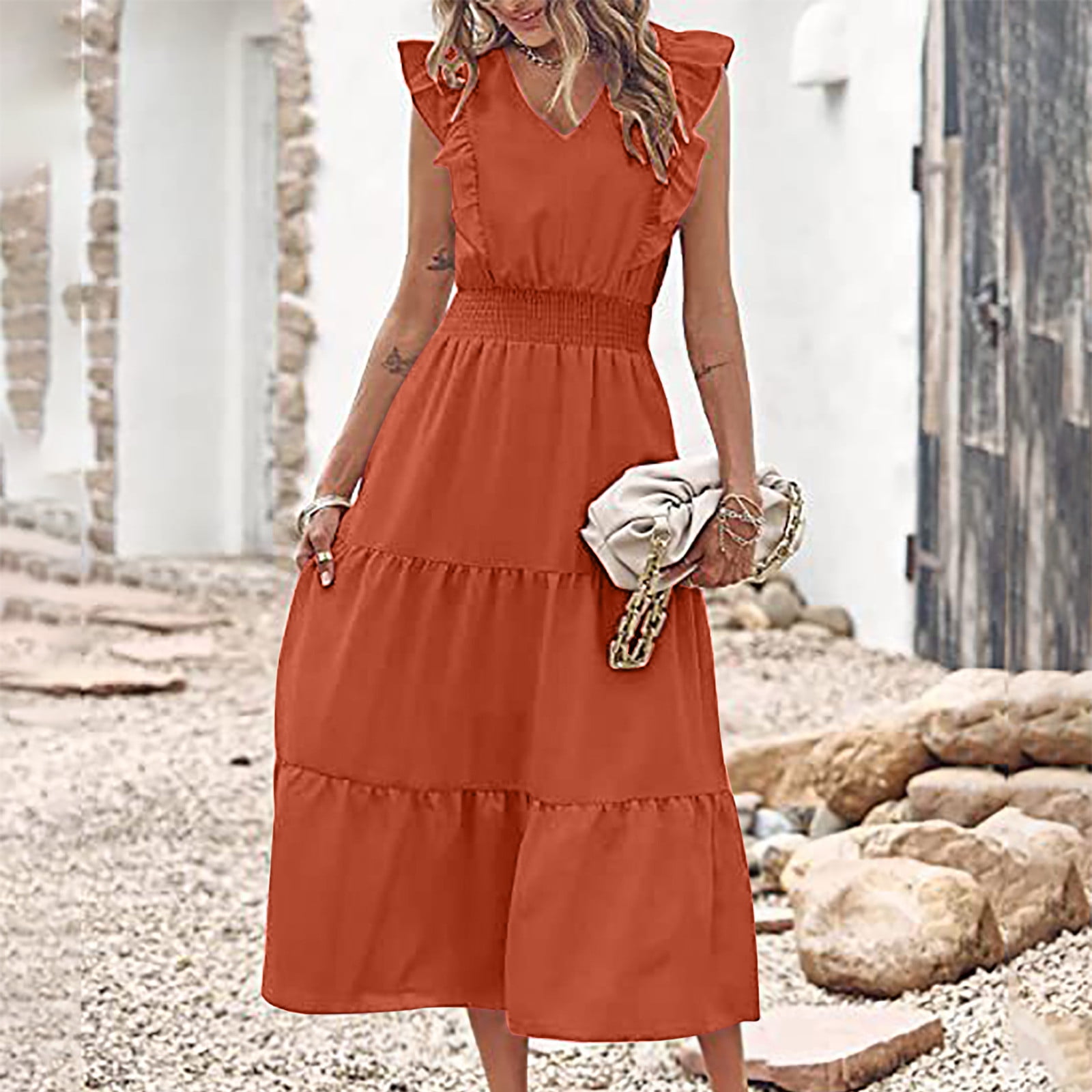 womens orange dress